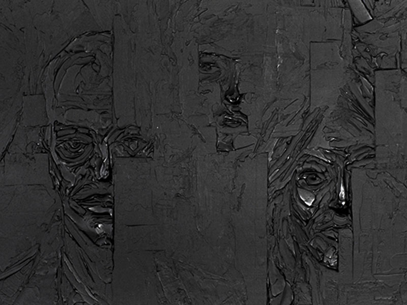 Bruno Cluzel peinture monochrome noir Portrait de famille